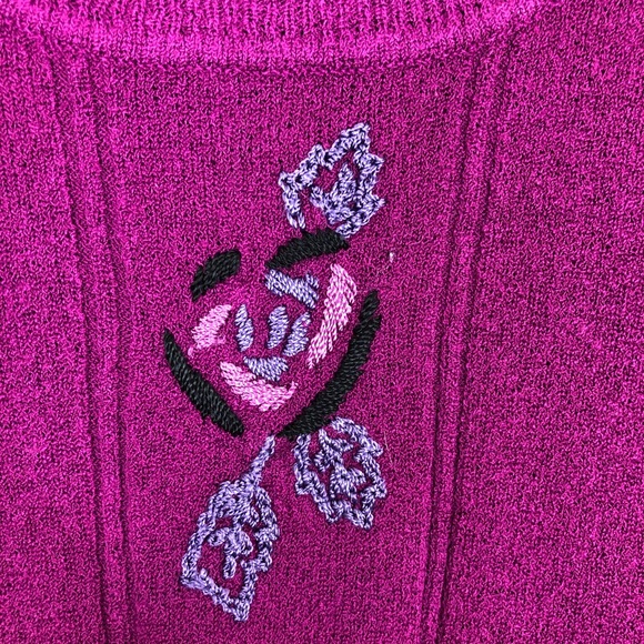 Vintage Mock-Neck Embroidered Sweater Sz M - Picture 5 of 10